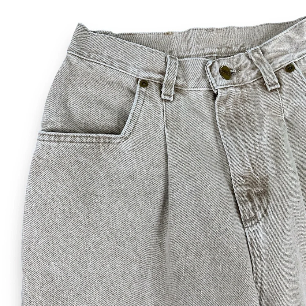LL Bean Jeans Women 4 (ACTUAL 24x27) Beige High Waisted Pleated Vintage Taper